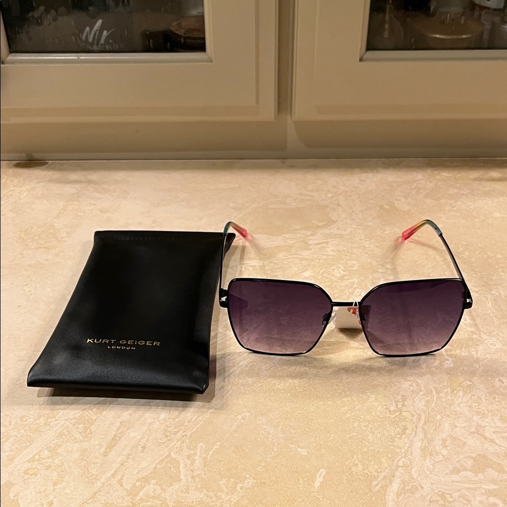 Kurt Geiger Black Drench Gradient 61mm Square  Sunglasses